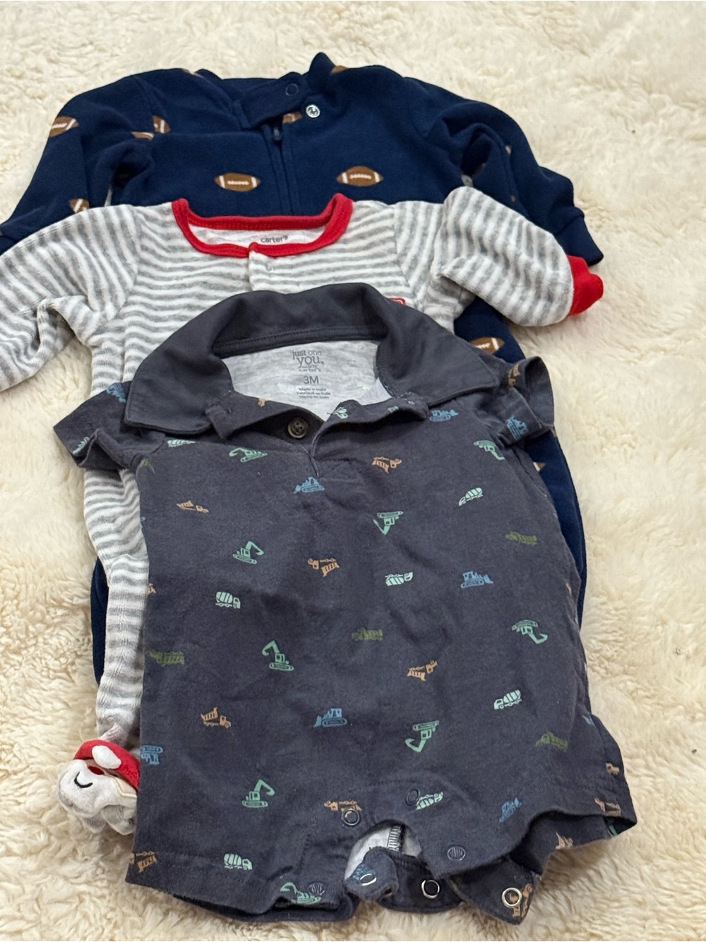 Carter's Navy and Gray Construction Polo Romper Set